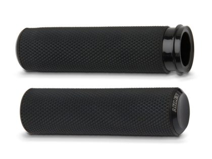 Knurled Fusion Handgrips - Black. Fits Big Twin 2008-2024 with Throttle-by-Wire
