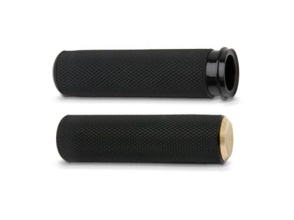Knurled Fusion Handgrips - Brass. Fits Big Twin 2008-2024 with Throttle-by-Wire