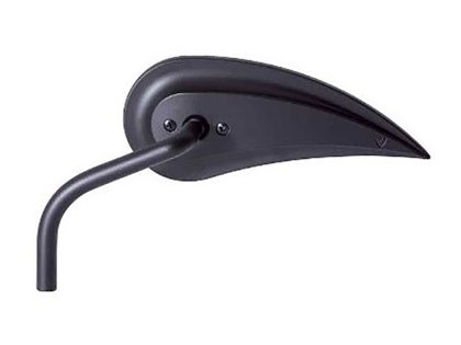 Rad III Teardrop Mirror with Steel Stem - Black. Fits Left.