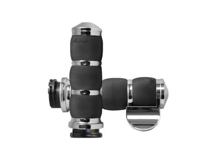 Air Cushion Handgrips with Throttle Boss - Chrome. Fits H-D with Throttle Cable.