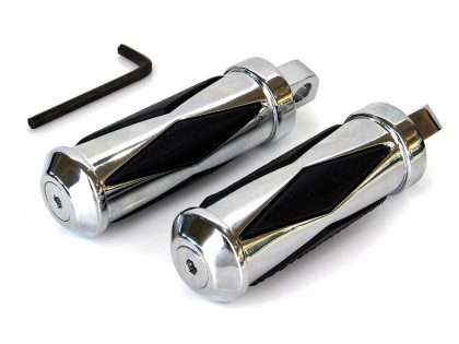 Small Diamond Style Footpegs with Male Mount - Chrome.