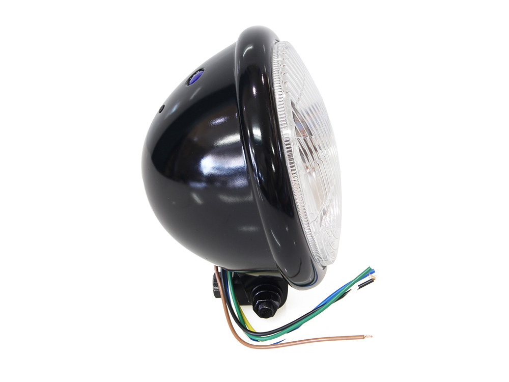5-3/4in. Batz Style Headlight with Bottom Mount - Black. - Image 2