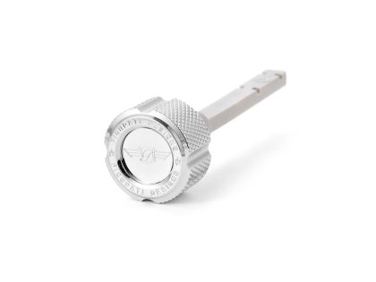 Magnetic Transmission Oil Dipstick - Knurled Silver. Fits Touring 2017up