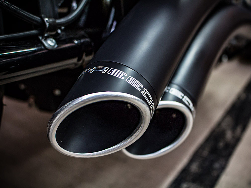 Sharp Curve Radius Exhaust - Black with Black End Caps. Fits Softail 2018up. - Image 3