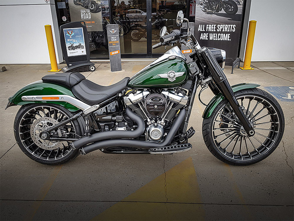 Sharp Curve Radius Exhaust - Black with Black End Caps. Fits Softail 2018up. - Image 7