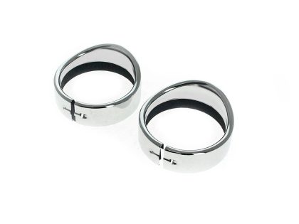 Peaked Visor Style 4-1/2in. Passing Lamp Trim Ring - Chrome. Fits Big Twin 1969up