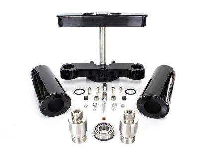6 Degree Raked Triple Tree Kit - Black. Fits FL Softail 1986-2017 with Stock Diameter Wheel For Trike Conversion