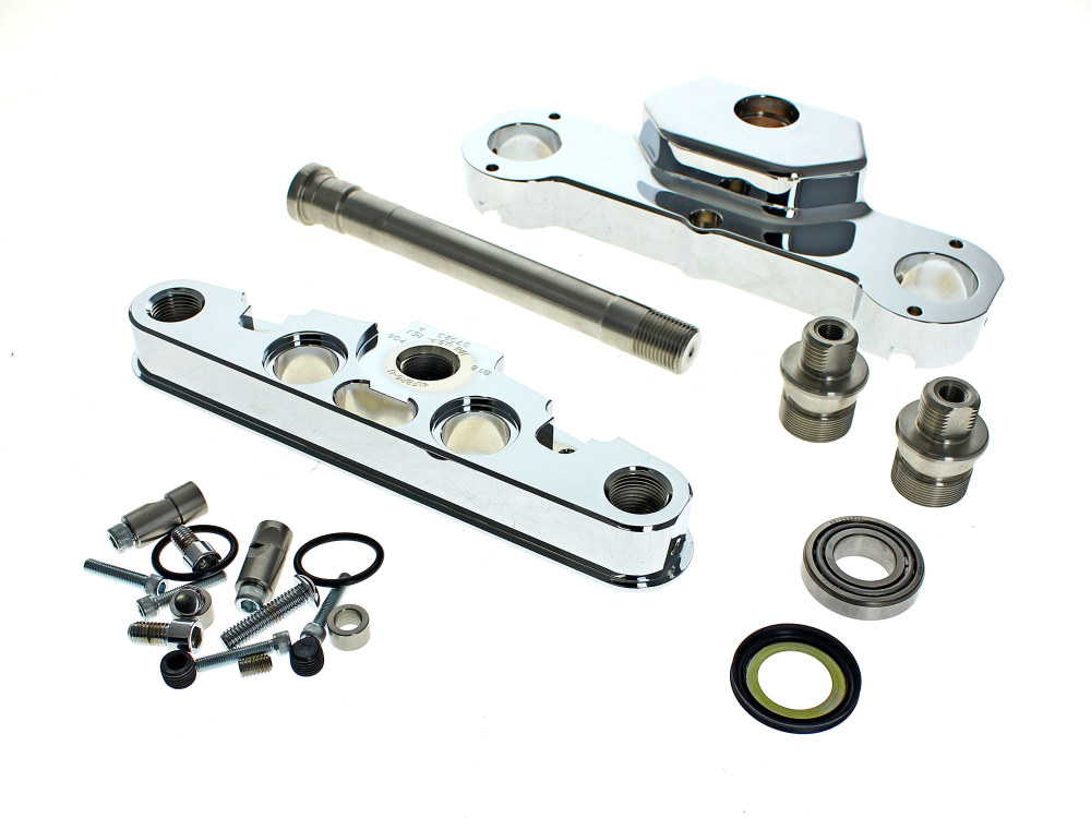 6 Degree Raked Triple Tree Kit - Chrome. Fits FL Softail 1986-2017 with 26in. Wheel Upgrade. - Image 2