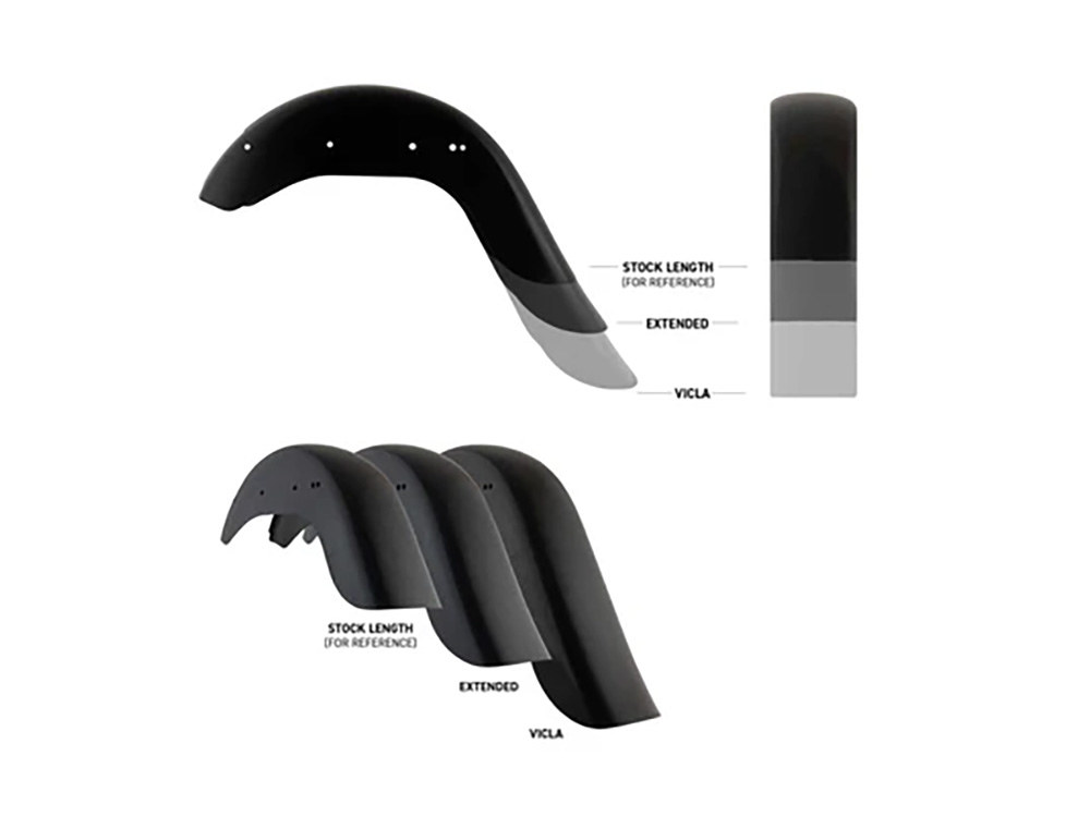 9in. Stretched Smooth Benchmark Rear Fender. Fits FL Softail 1986-2017 & FX Softail 2000-2005. - Image 2