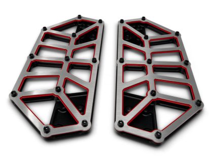 NXL Redline FloorBoards - Black, Red & Stainless. Fits Touring 1980up, FL Softail 1986-2017 & Dyna Switchback 2012-2016