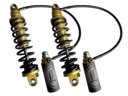 Revo ARC Remote Reservoir Suspension. 13in. Adjustable, Heavy Duty Spring Rate, Rear Shock Absorbers - Gold. Fits Touring 2014up.Note: 14? Revo-ARC is not compatible with 2023/2024 CVO Road Glide, CVO Road Glide ST, and CVO Street Glide