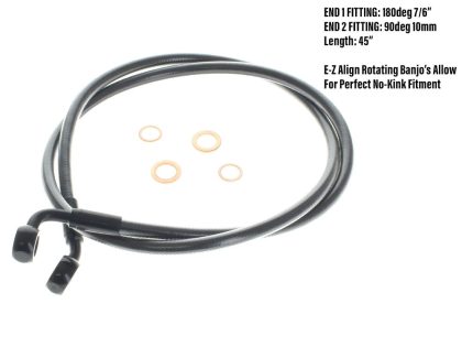 42in. E-Z Align Front Brake Line with 7/16in. x 35 Degree Banjo - Black Pearl.