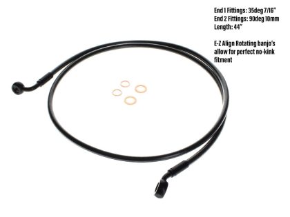 44in. E-Z Align Front Brake Line with 7/16in. x 35 Degree Banjo - Black Pearl.