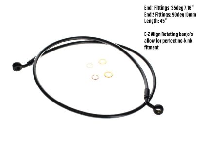 45in. E-Z Align Front Brake Line with 7/16in. x 35 Degree Banjo - Black Pearl.