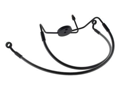 Lower Front Brake Line with T-Piece - Black Pearl. Fits Touring 1984-2007 with Dual Front Calipers.