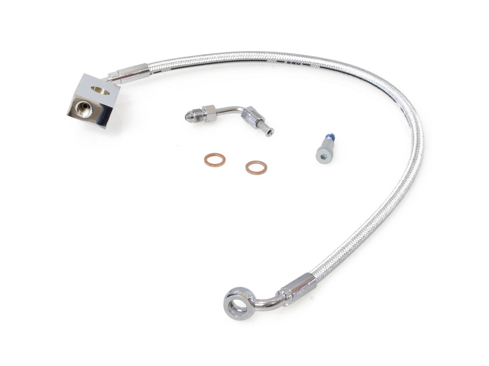 +2in. Length Lower Front Brake Line - Sterling Chromite. Fits Softail 2018up