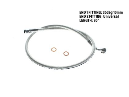 30in. Upper Front Brake Line with 10mm x 35 Degree Banjo - Sterling Chromite.
