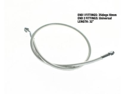 32in. Upper Front Brake Line with 10mm x 35 Degree Banjo - Sterling Chromite.