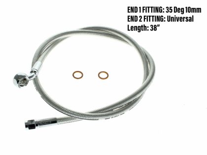 38in. Upper Front Brake Line with 10mm x 35 Degree Banjo - Sterling Chromite.