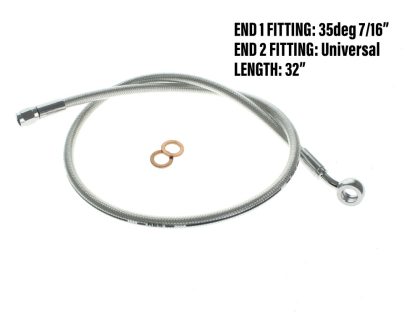 32in. Upper Front Brake Line with 7/16in. x 35 Degree Banjo - Sterling Chromite.