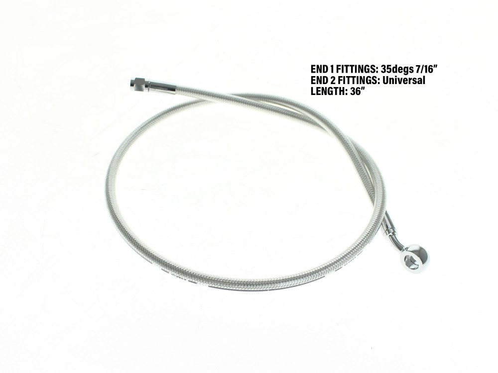 36in. Upper Front Brake Line with 7/16in. x 35 Degree Banjo - Sterling Chromite.