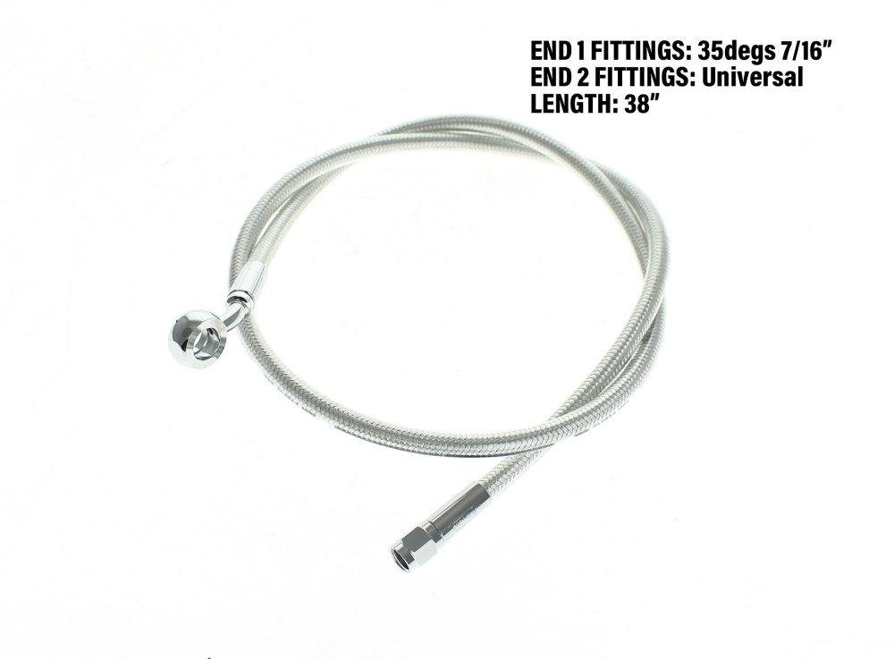 38in. Upper Front Brake Line with 7/16in. x 35 Degree Banjo - Sterling Chromite.