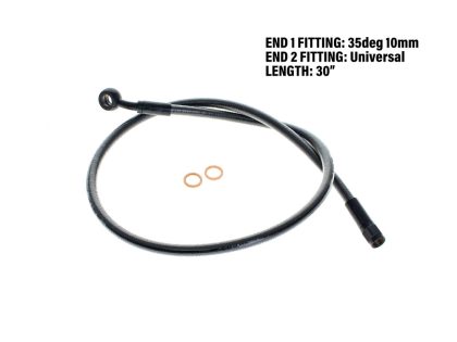30in. Upper Front Brake Line with 10mm x 35 Degree Banjo - Black Pearl.