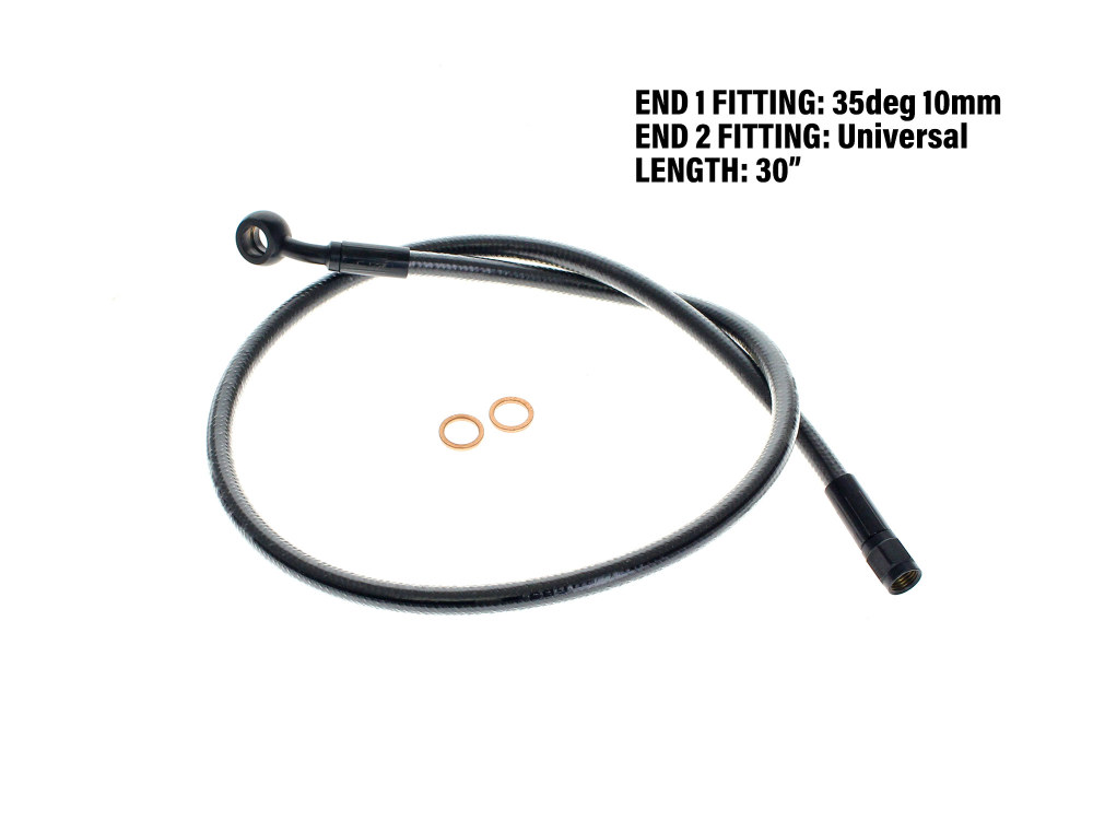 30in. Upper Front Brake Line with 10mm x 35 Degree Banjo - Black Pearl.
