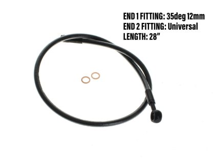 30in. Upper Front Brake Line with 10mm x 180 Degree Banjo - Black Pearl.