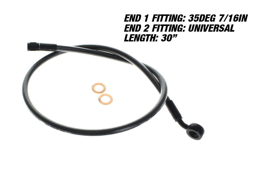 30in. Upper Front Brake Line with 7/16in. x 35 Degree Banjo - Black Pearl.
