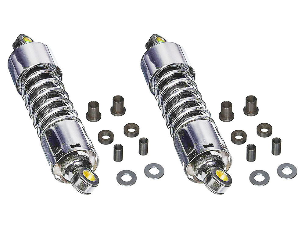 412 Series, 11in. Standard Spring Rate Rear Shock Absorbers - Chrome. Fits Touring 1980-2005, Sportster 1979-2003 & FXR 1982-1994.