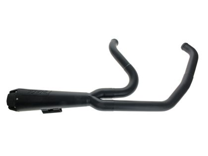 Comp-S 2-into-1 Exhaust - Black with Carbon Fiber End Cap. Fits Softail 2000-2017, Rocker 2008-2011 & Breakout 2013-2017