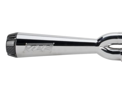 Comp-S 2-into-1 Exhaust - Polished with Carbon Fiber End Cap. Fits Softail 2000-2017, Rocker 2008-2011 & Breakout 2013-2017