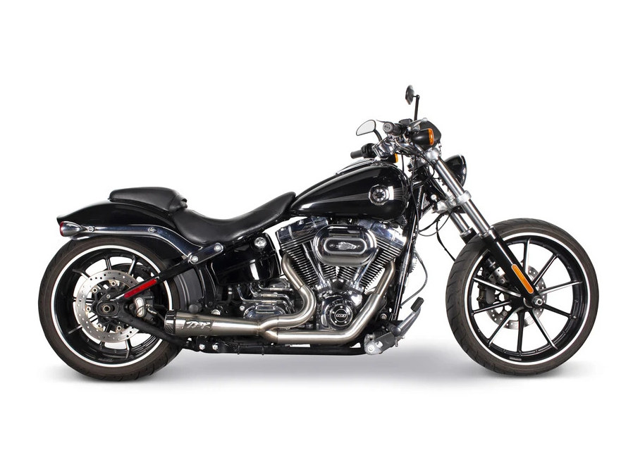 Comp-S 2-into-1 Exhaust - Stainless Steel with Carbon Fiber End Cap. Fits Softail 2000-2017, Rocker 2008-2011 & Breakout 2013-2017