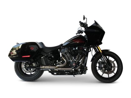 Shorty Turnout 2-into-1 Exhaust - Stainless Steel with Black End Cap. Fits Softail 2025up with Non-240 Rear Tyre