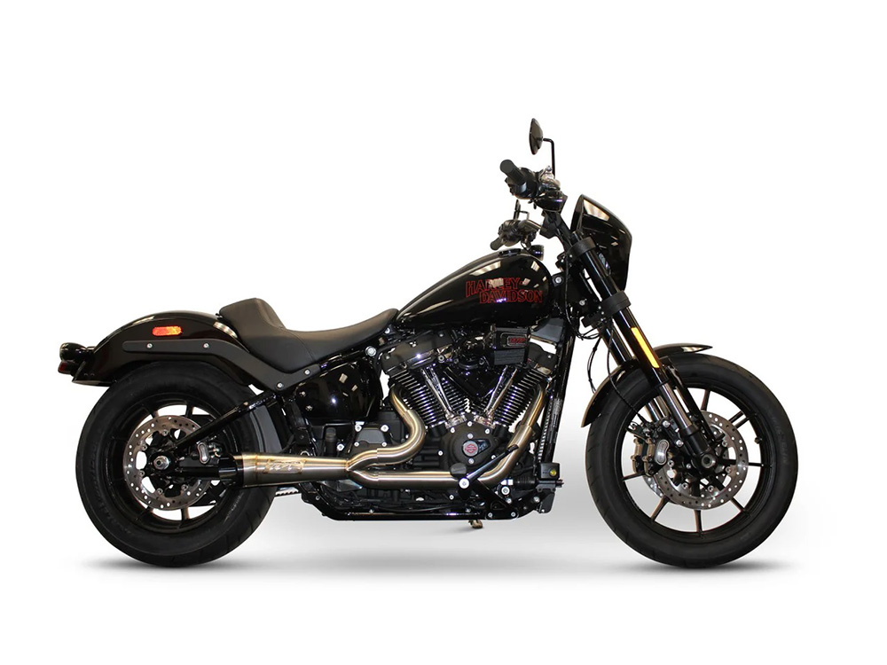 Shorty Turnout 2-into-1 Exhaust - Stainless Steel with Black End Cap. Fits Softail 2025up with Non-240 Rear Tyre - Image 4