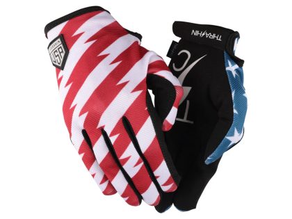 Red & Blue, Stars & Bolts Stealth Gloves - Size Medium