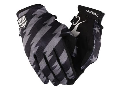 Black & Grey, Stars & Bolts Stealth Gloves - Size Small