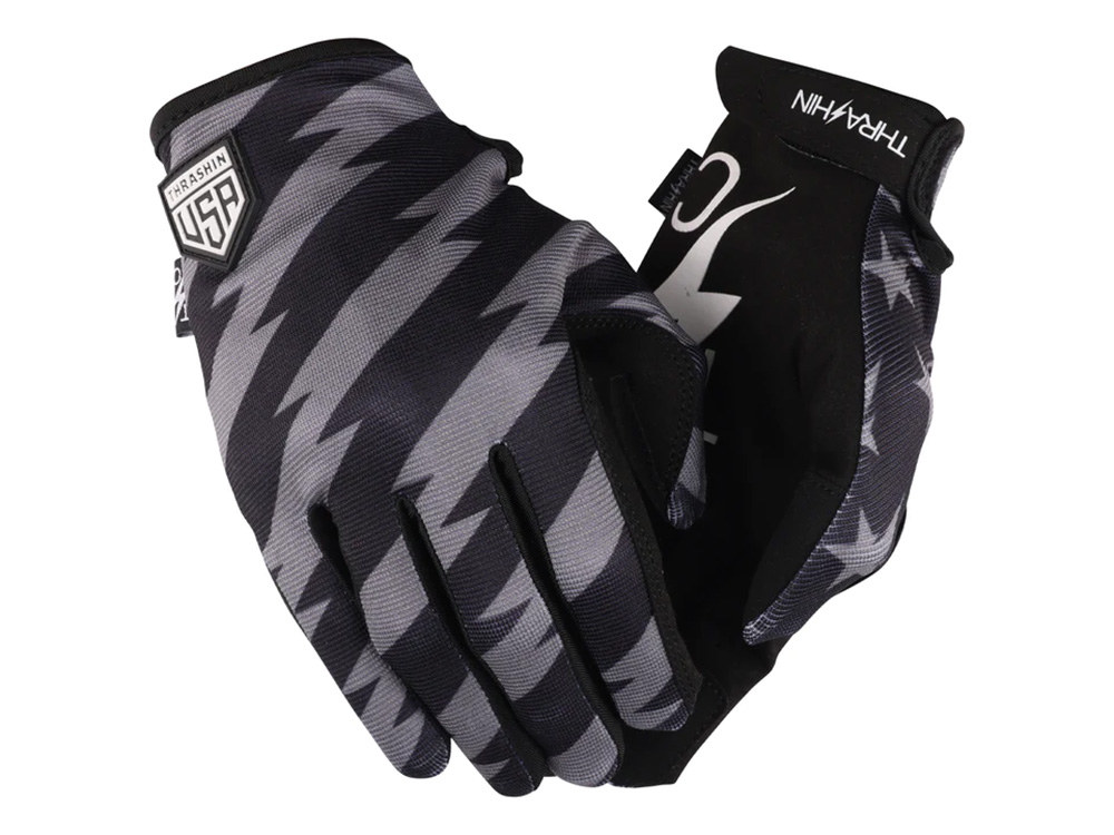 Black & Grey, Stars & Bolts Stealth Gloves - Size X-Large