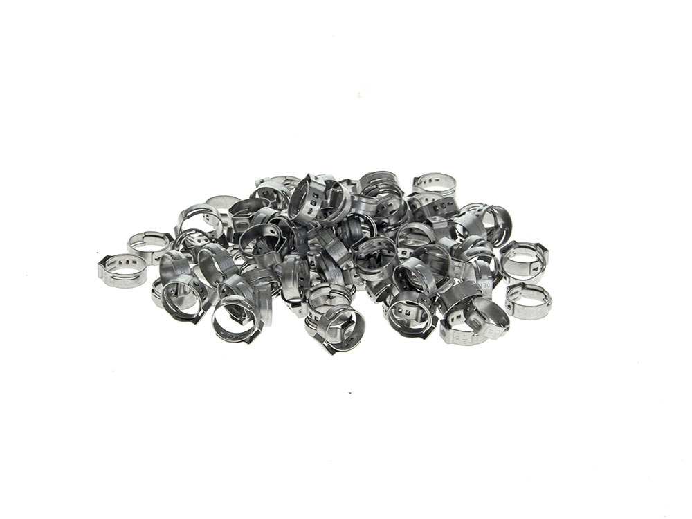 1/2in. Stepless Ear Clamps - Pack of 100. Size range is 12.0mm to 14.5mm