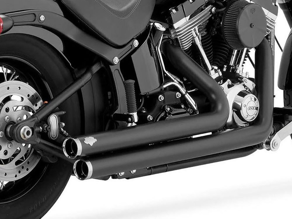 Big Shots Staggered Exhaust - Black. Fits Softail 1986-2017 Non-240 Tyre Models - Image 4